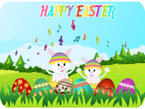 Easter Bunnies Colorful Eggs