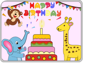 Happy Birthday Monkey Elephant Giraffe