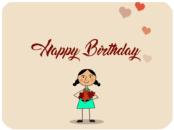 Birthday Girl Holding Flowers