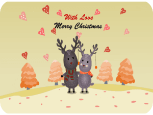 Christmas Reindeer Couple Hearts