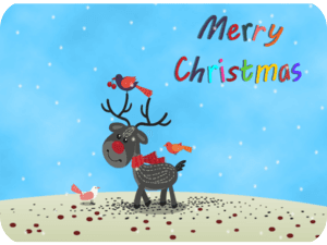 Merry Christmas Reindeer Birds