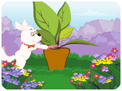 Spring Dog Planting Flowers