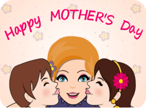 Mothers Day Kids Kissing Mom