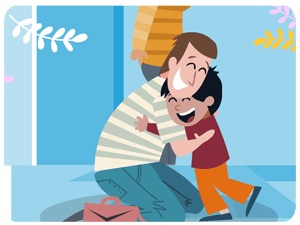 happy father son hug