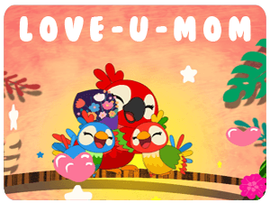 Love U Mom Colorful Birds
