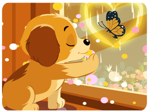 Cute Puppy Window Butterfly