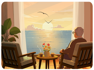 Sunset Relaxation Senior Couple