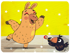 funny birthday dancing llama crow