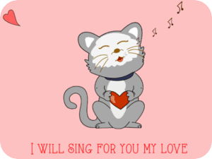 Singing Cat Valentines Heart