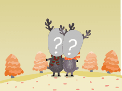 cute winter reindeer couple