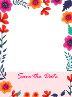 Colorful floral frame for save the date announcements.