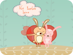 Valentine Love Bunnies Hugging