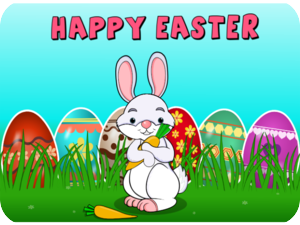 Happy Easter Bunny Colorful Eggs