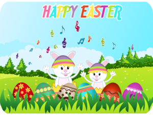 Easter Bunnies Colorful Eggs