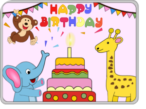 Happy Birthday Monkey Elephant Giraffe