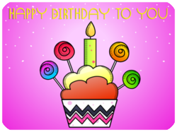 Birthday Cupcake Colorful Lollipops