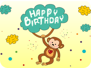 Birthday Monkey Colorful Confetti