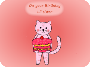 Birthday Pink Cat Cake Sister