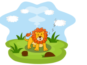 Playful Lion Singing Sunny Day