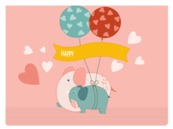 Happy Valentine Elephants Balloons