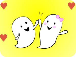 Playful Ghosts Love Hearts