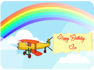 Birthday Airplane Rainbow
