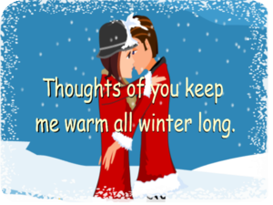Winter Romance Kissing Couple