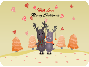Christmas Reindeer Couple Hearts