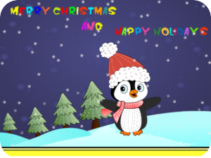 Christmas Penguin Snowy Scene