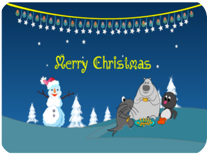 Merry Christmas Snowman Animals