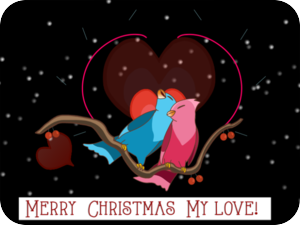 Christmas Love Birds Heart
