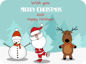 Merry Christmas Santa Reindeer Snowman