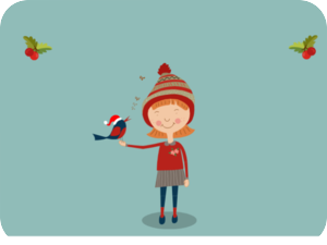 Christmas Girl Singing Bird