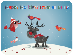 Happy Holidays Reindeer Birds
