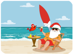 Santa Beach Surfing Parrot