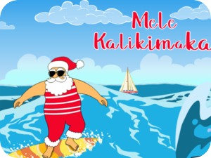 Santa Surfing Christmas Ocean