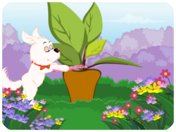 Spring Dog Planting Flowers
