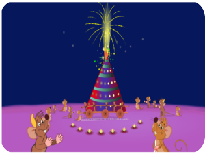 Celebration New Year Mice Fireworks