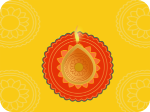 Diwali Diya Yellow Background