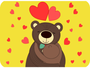 Valentines Bear Hugging Hearts
