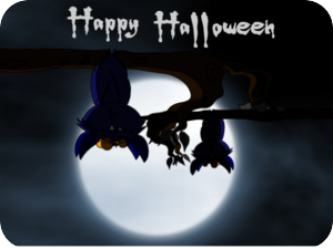Halloween Bats Full Moon