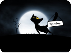 Halloween Black Cat Moon