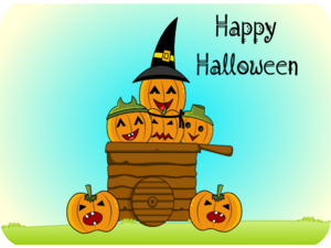 Happy Halloween Pumpkin Cart