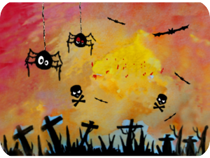 Spooky Halloween Spiders Skulls