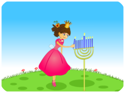 Hanukkah Girl Lighting Menorah