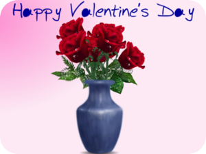 Valentines Day Red Roses Vase