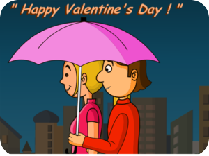 Valentines Day Couple Under Umbrella