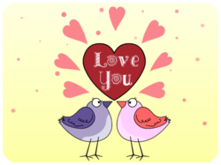 Valentine Love Birds Hearts