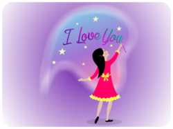 Romantic Valentines Girl Drawing Stars