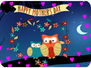 Mothers Day Owls Heart Flowers